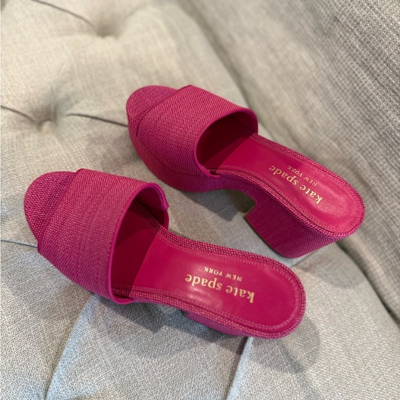 kate spade Shoes - kate spade Fuchsia Textured Block Heel Slide Sandals